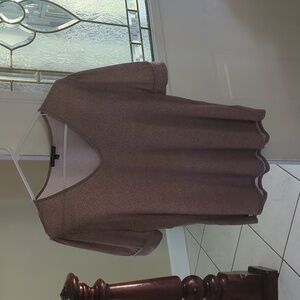 Women's blouse, tan w/white dots, size L